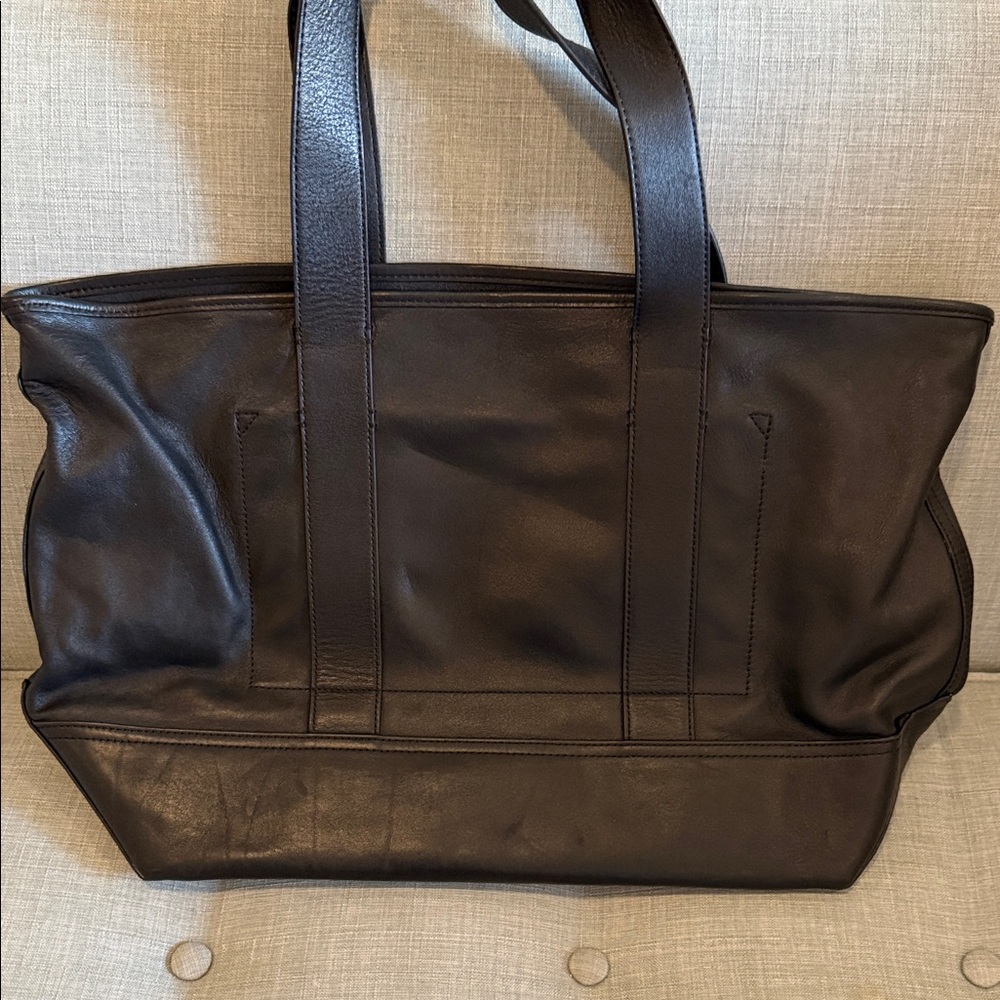 J. Crew Large Montauk Tote - Black Leather - GORGEOUS! - Picture 3 of 12